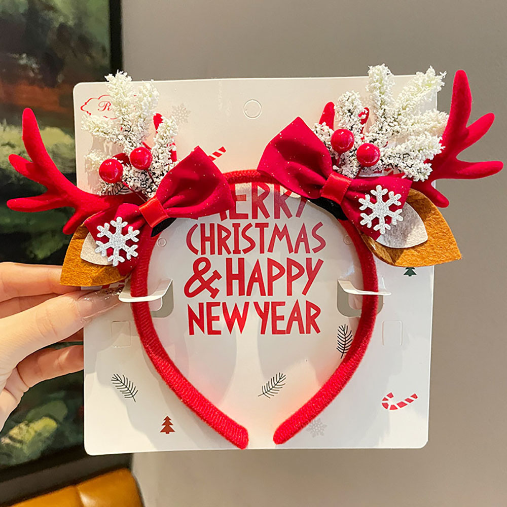Reindeer Antlers Headband - かわいいヘアアクセサリー環境に優しいトナカイの角ヘッドバンドクリスマスヘッドバンド非毒性レッドベルベットの角ヘアバンド
