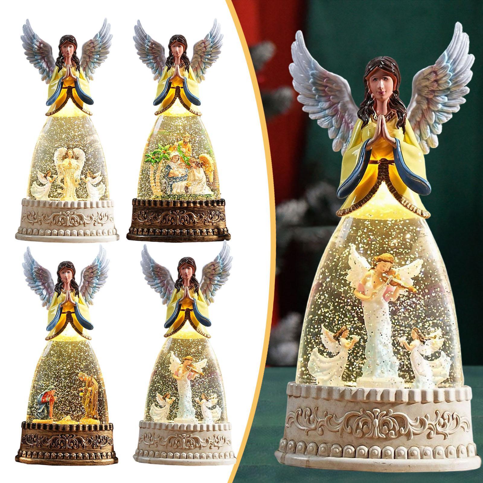 Snow Globe Musical - ミュージカルクリスマススノーグローブデスクトップオーナメントエンジェルフィギュア装飾クリスマスデコレーションナイトライトリビングルームデスク用