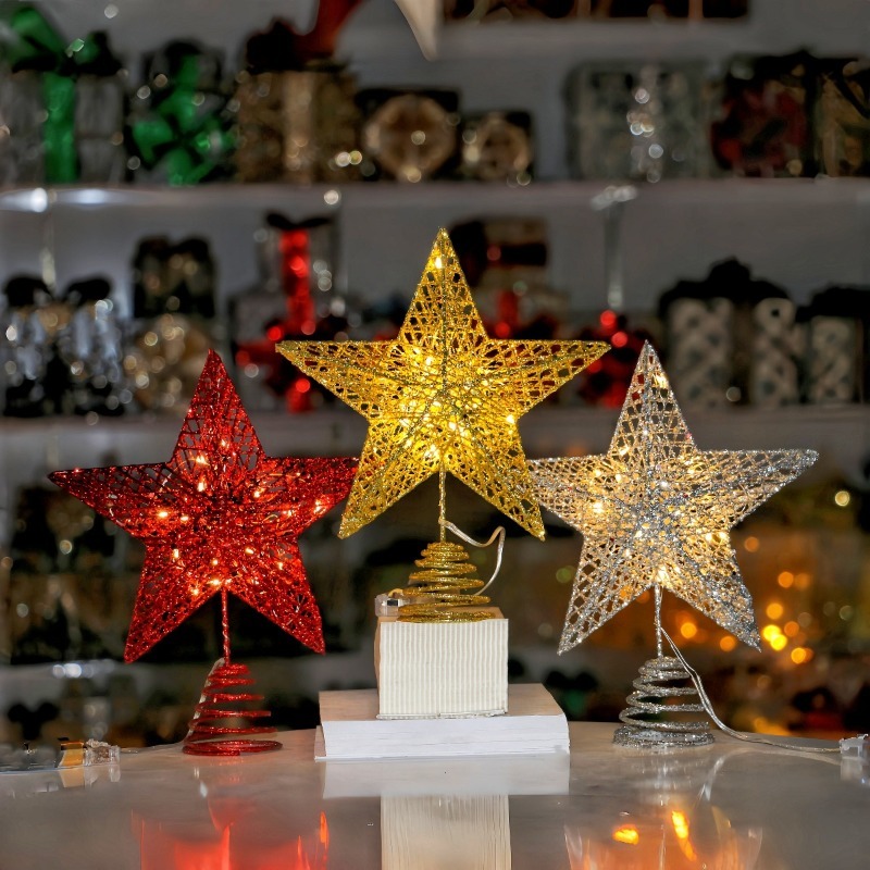 Star Tree Topper - クリスマスツリー グリッター スター トッパー 絶妙な光るペンダント クリスマスツリー
