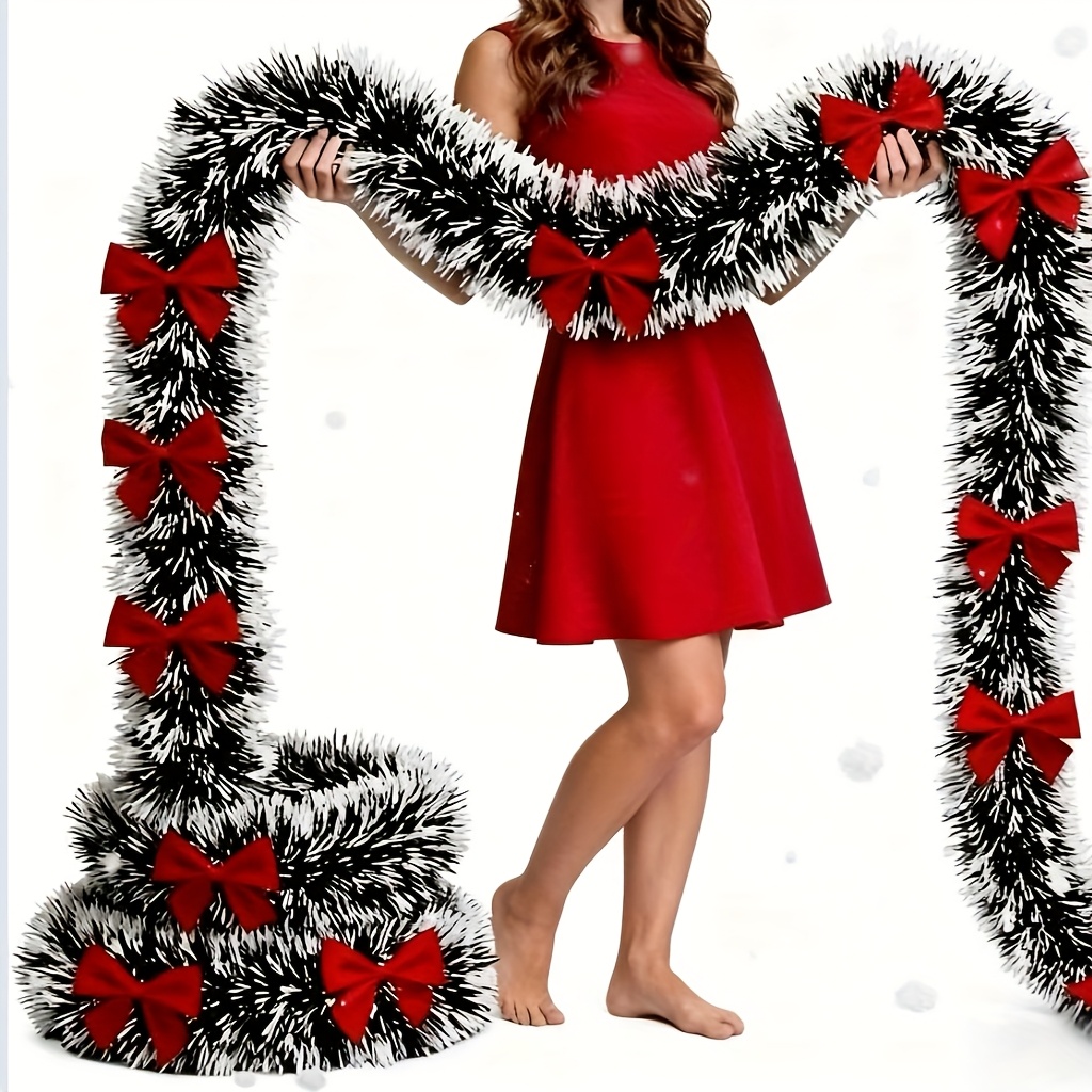 Christmas Wreath Fake - 人工クリスマスガーランド クリスマスティンセルガーランド リボン付き DIYリース クリスマスツリーオーナメント 新年