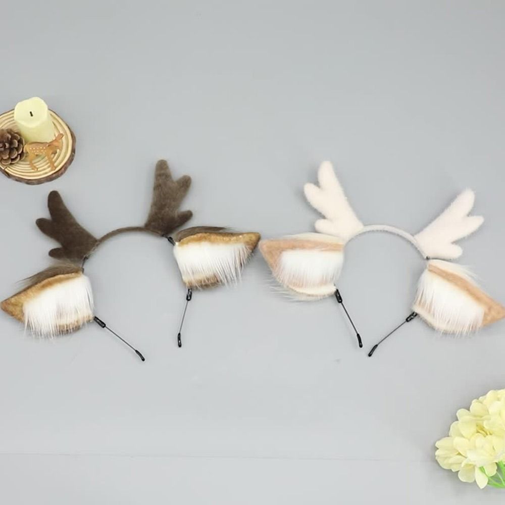 Reindeer Antlers Headband - 鹿の耳 トナカイの角 ヘッドバンド パーティー用ヘッドピース かわいいクリスマスヘッドバンド フェスティバルデコレーション