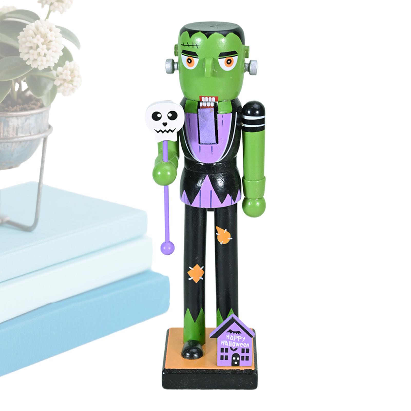 Nutcracker Figurine - ハロウィン木製くるみ割り人形ホリデー装飾スケルトンカボチャくるみ割り人形ハロウィン置物グッズバッグフィラー家庭用ディスプレイ