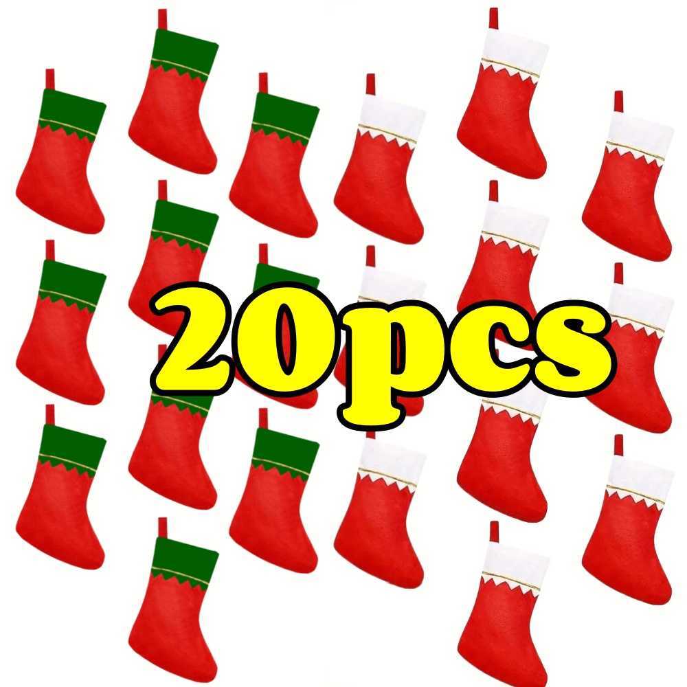 Christmas Stocking Hanging - クリスマスのお祝いの吊り下げられた赤いフェルトのストッキング,12個,不織布,クリスマスの装飾,金色のトリム,理想的な贈り物