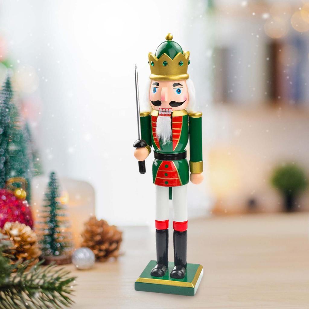 Nutcracker Figurine - 25cm 木製クリスマスくるみ割り人形置物、新築祝いパーティー用装飾品