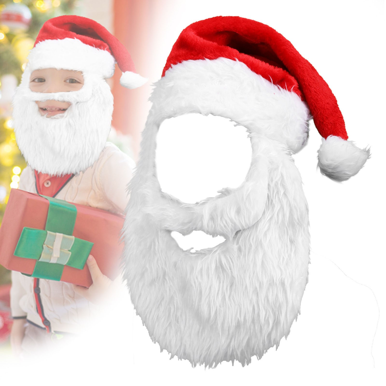 Santa Hat Plush - 新成人ボールぬいぐるみクリスマス帽子ユニセックスおかしいサンタひげポンポン赤ビーニー宴会パーティークリスマス装飾ギフトキャップ
