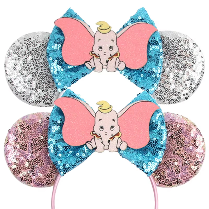 Ribbon Bow Gift - ディズニーダンボミッキーマウス耳ヘッドバンド女性スパンコール弓ヘアアクセサリー象ヘッドバンド女の子キッズパーティー帽子ギフト