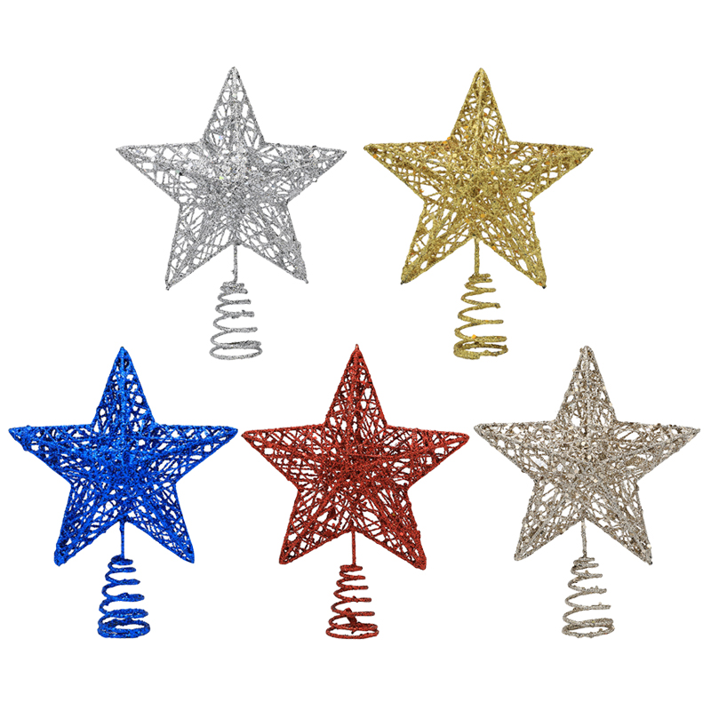 Star Tree Topper - きらびやかなクリスマスツリーの装飾,金属の星,クリスマスの飾り,新年あけましておめでとうございます,パーティー用品,金,銀,赤,青,1個