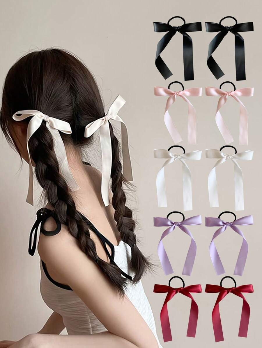 Ribbon Bow Gift - 2個/セット レディースファッション マルチカラーリボンヘアアクセサリー、日常使用、ギフト、集まり、ショッピングに最適