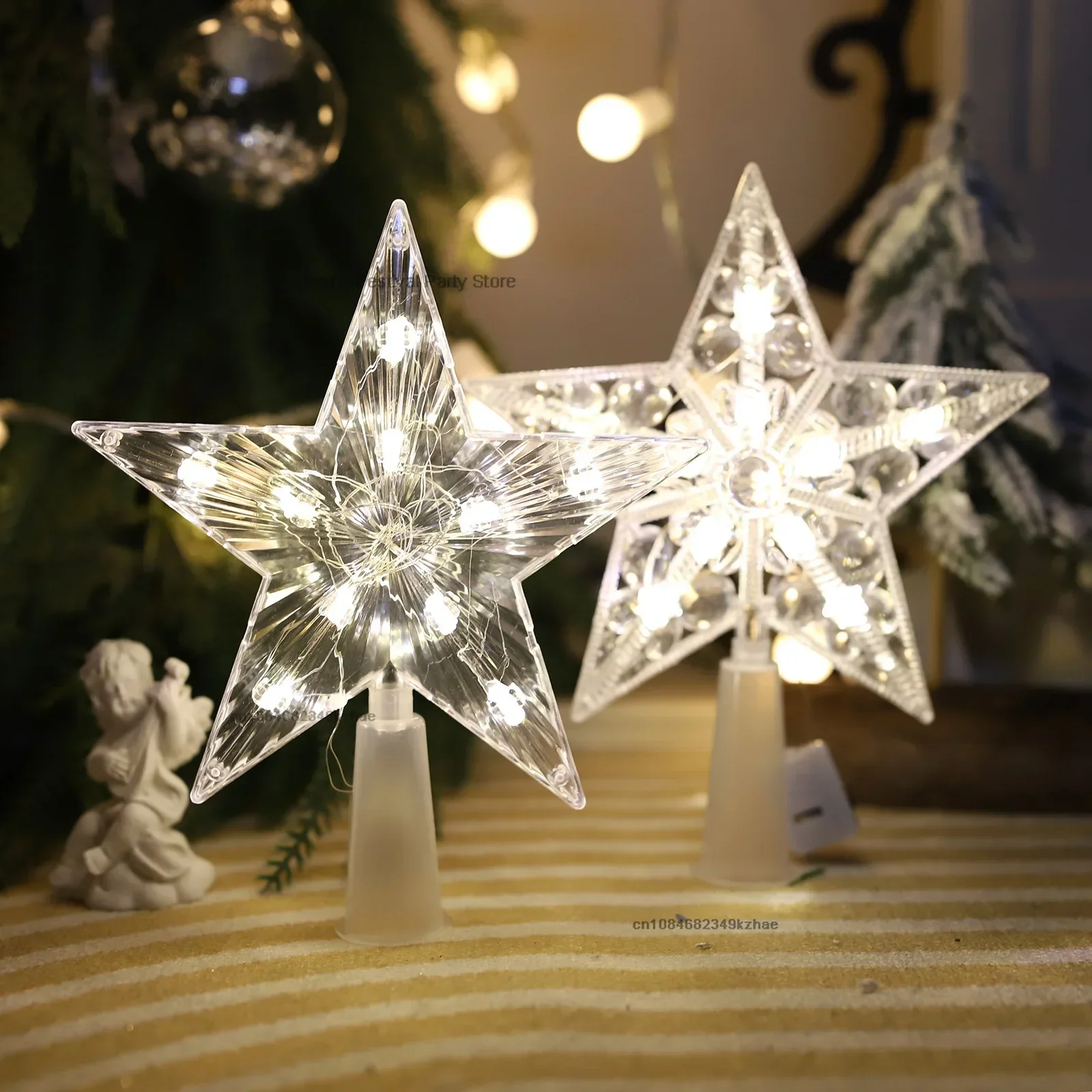LEDクリスマスツリー装飾トッパー、バッテリー付きスターライ - Star Tree Topper のレビューと価格