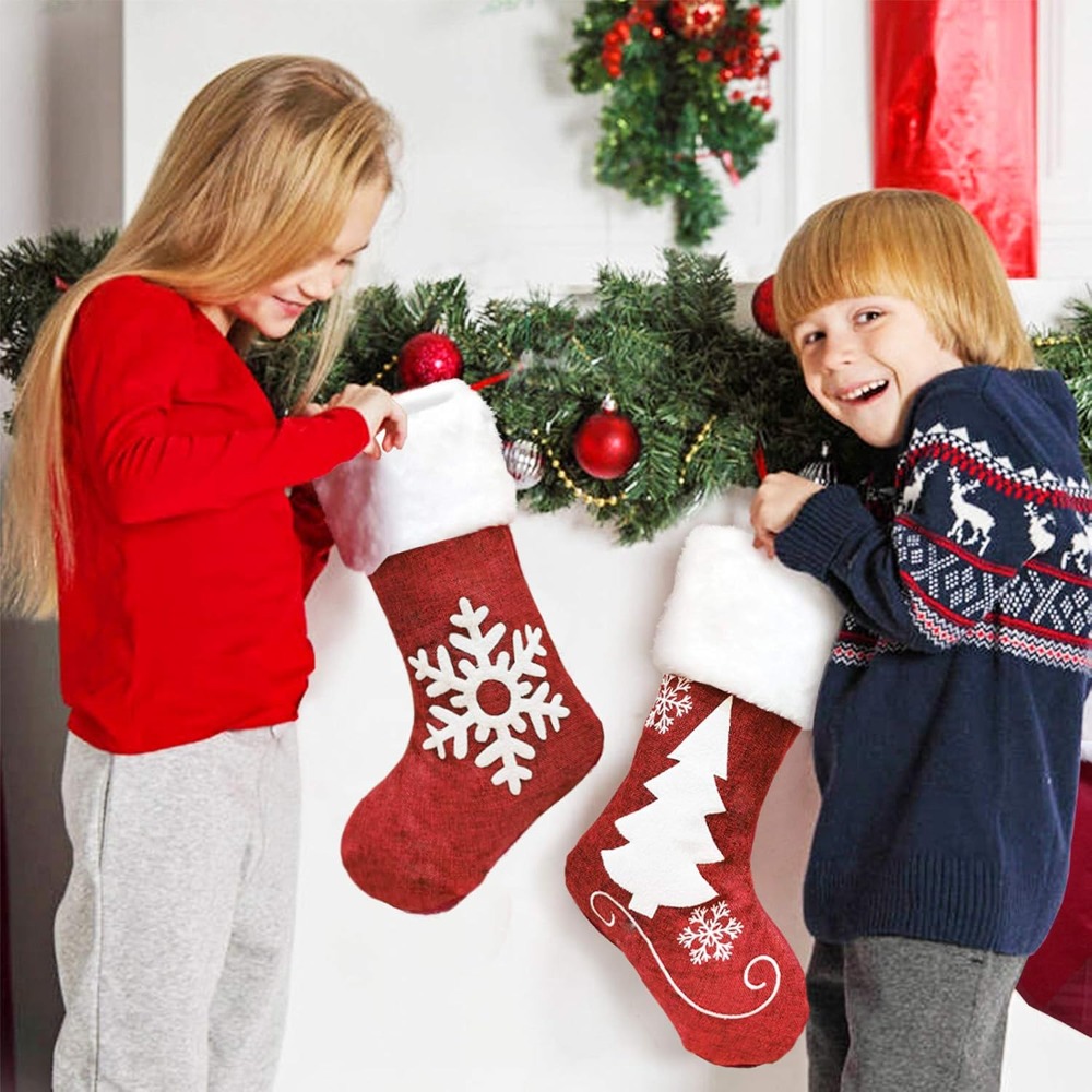 2～4個入り 大型麻製クリスマスストッキング 18インチ プ - Christmas Stocking Hanging のレビューと価格