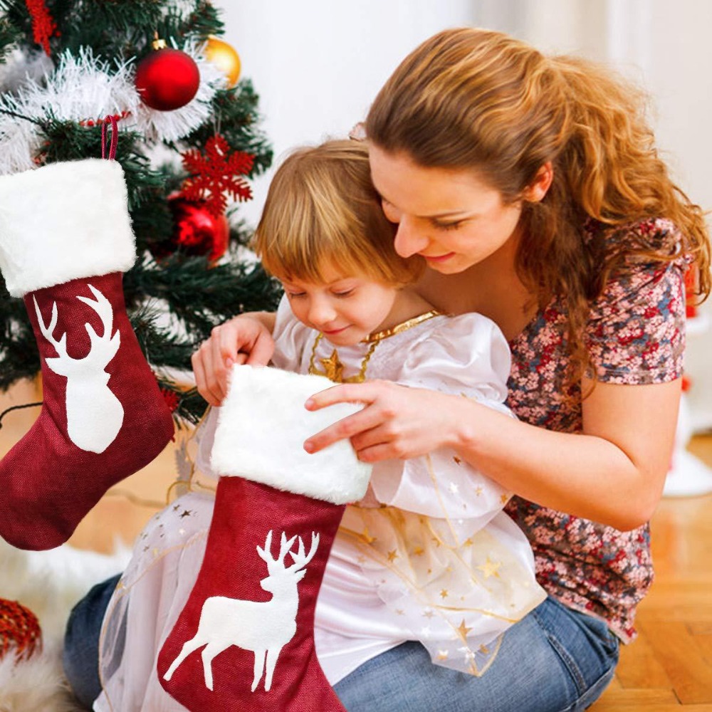 2～4個入り 大型麻製クリスマスストッキング 18インチ プ - Christmas Stocking Hanging のレビューと価格