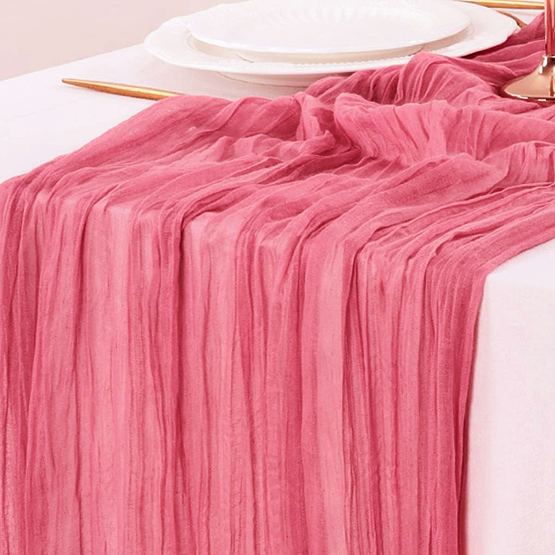 赤いテーブルランナーガーゼ結婚式寒冷紗素朴なカントリー自由奔 - Christmas Table Runner のレビューと価格