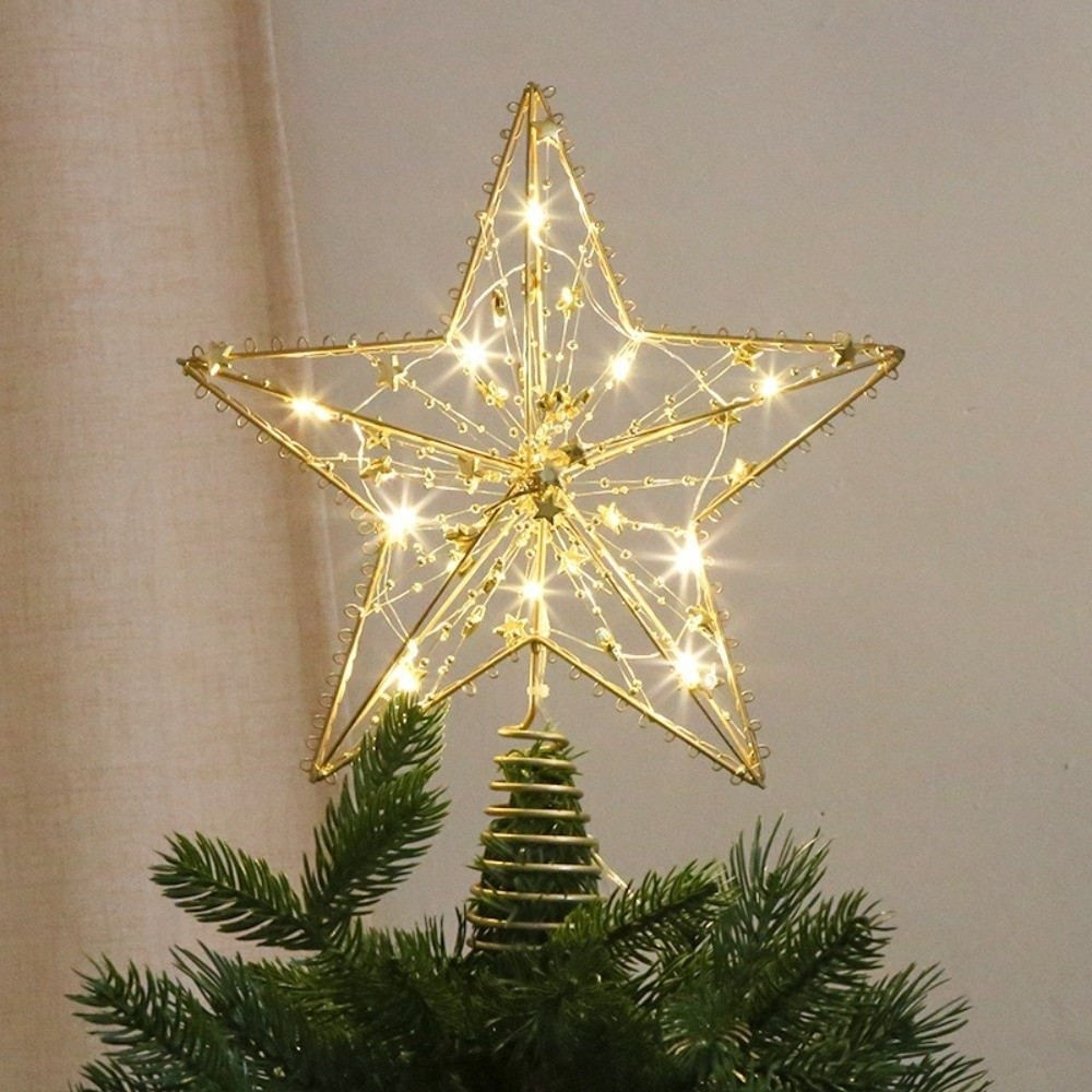 3Dグリッタースタークリスマスツリートッパー鉄製中空雪片クリ - Star Tree Topper のレビューと価格