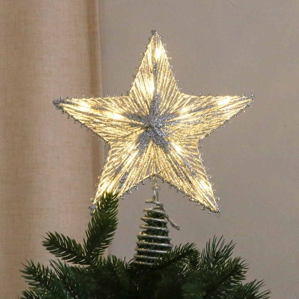 3Dグリッタースタークリスマスツリートッパー鉄製中空雪片クリ - Star Tree Topper のレビューと価格