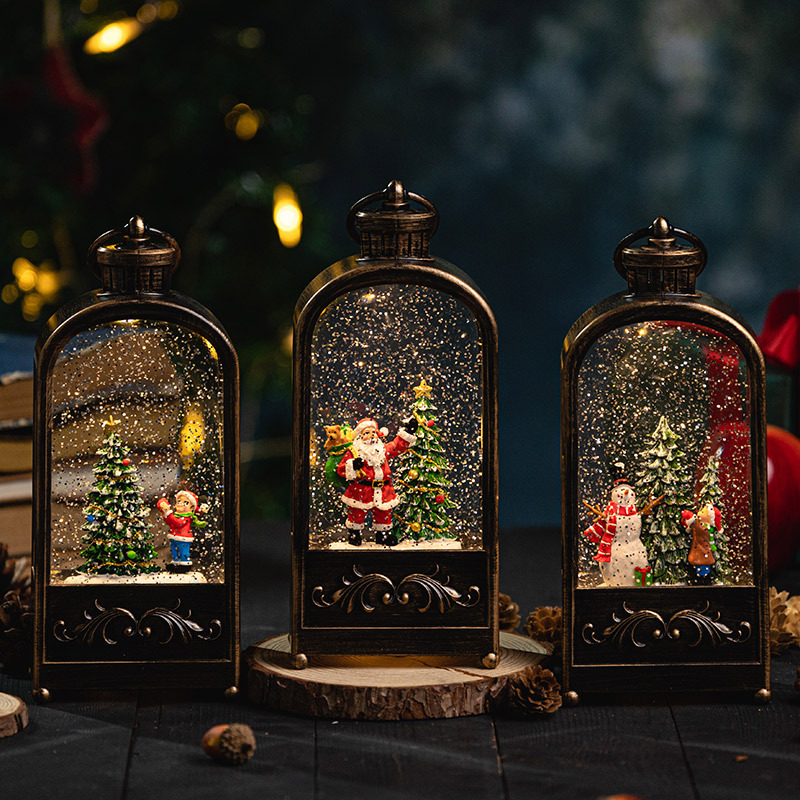 クリスマスのスノーブランタン、ハンドル付き装飾品工芸品 - Snow Globe Musical のレビューと価格