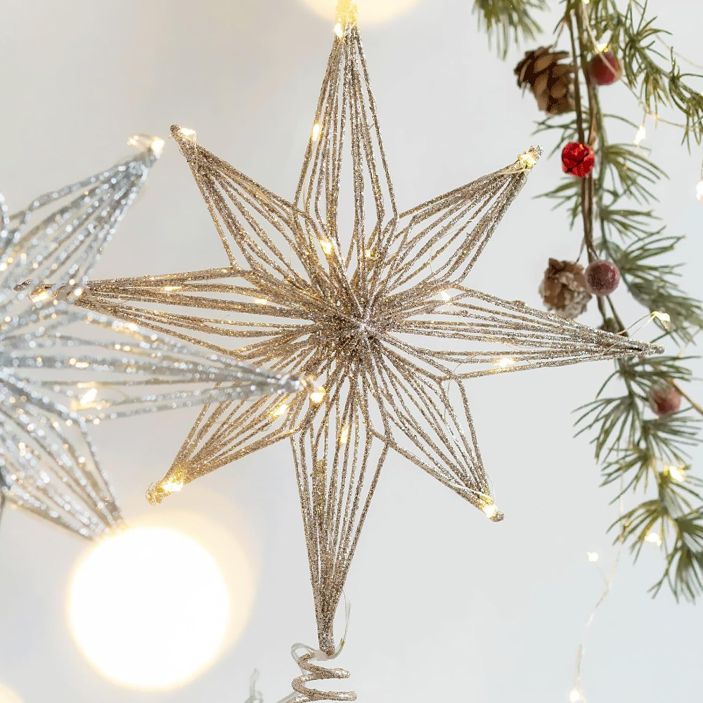 30cm LED スター クリスマスツリー トップピース ス - Star Tree Topper のレビューと価格