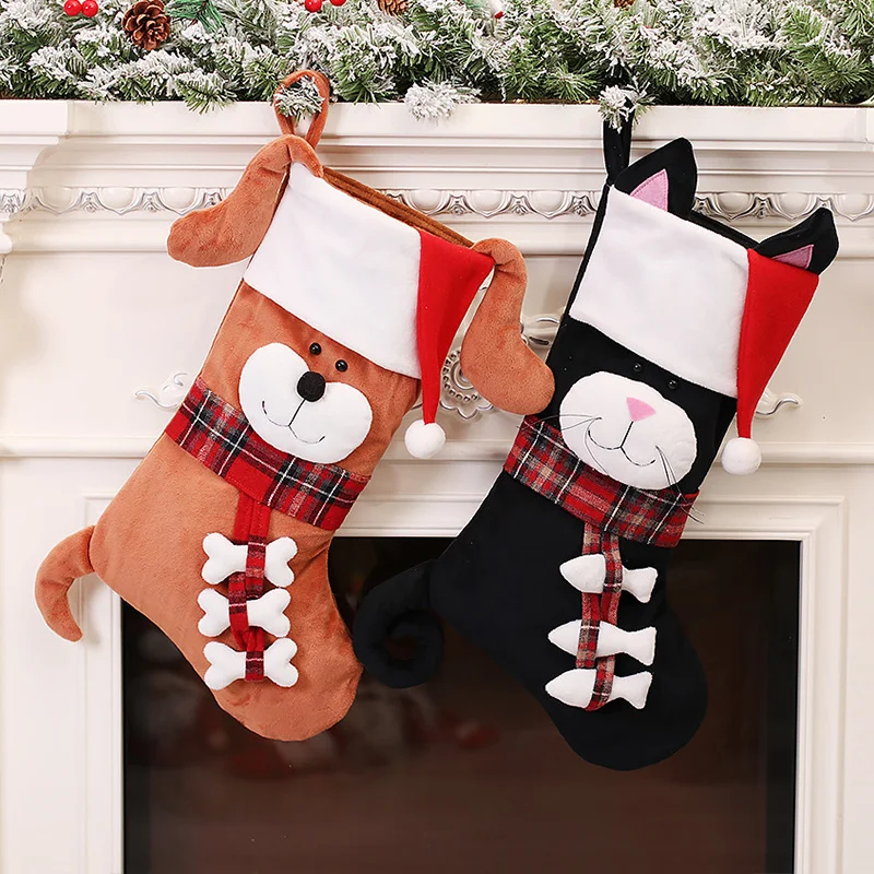 3Dアニマルクリスマスストッキングぬいぐるみ犬猫ハンギングツ - Christmas Stocking Hanging のレビューと価格