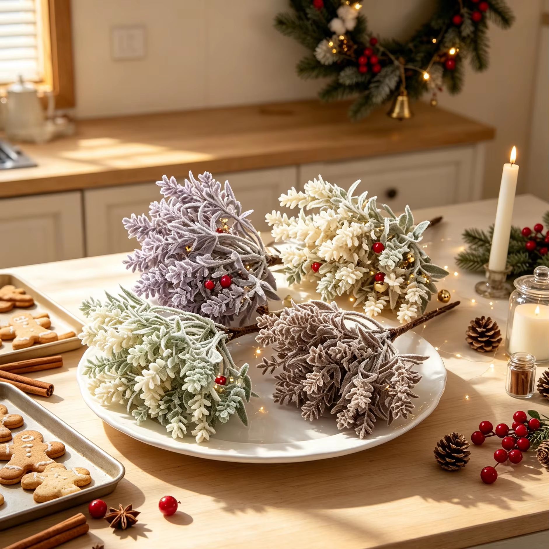 1/5 個人工プラスチック花クリスマス装飾花瓶ホームテーブル - Christmas Wreath Fake のレビューと価格