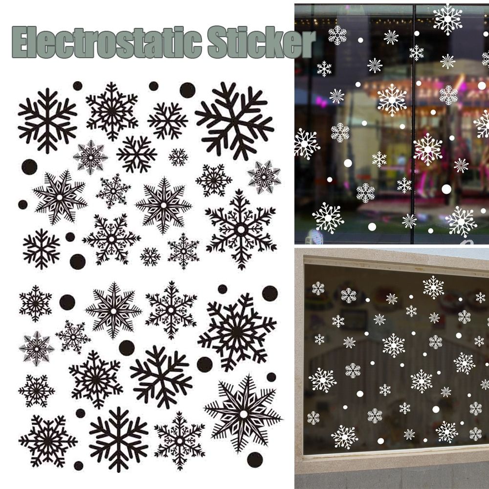 30 個 PVC クリスマス雪の結晶ステッカー静電ガラス粘着 - Snowflake Window Decal のレビューと価格