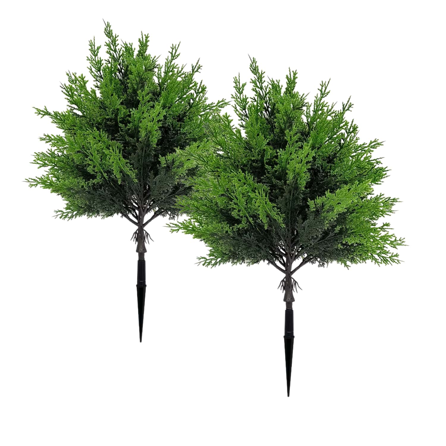 屋外用人工緑化物2個 - 高品質の大型球形松の木、地面用杭付 - Christmas Tree Artificial のレビューと価格