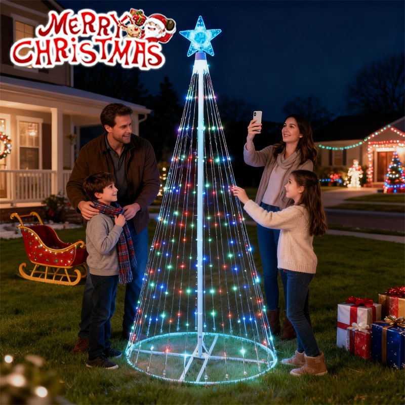 ソーラー式LED滝型ストリングライト クリスマスツリー飾り  - Star Tree Topper のレビューと価格