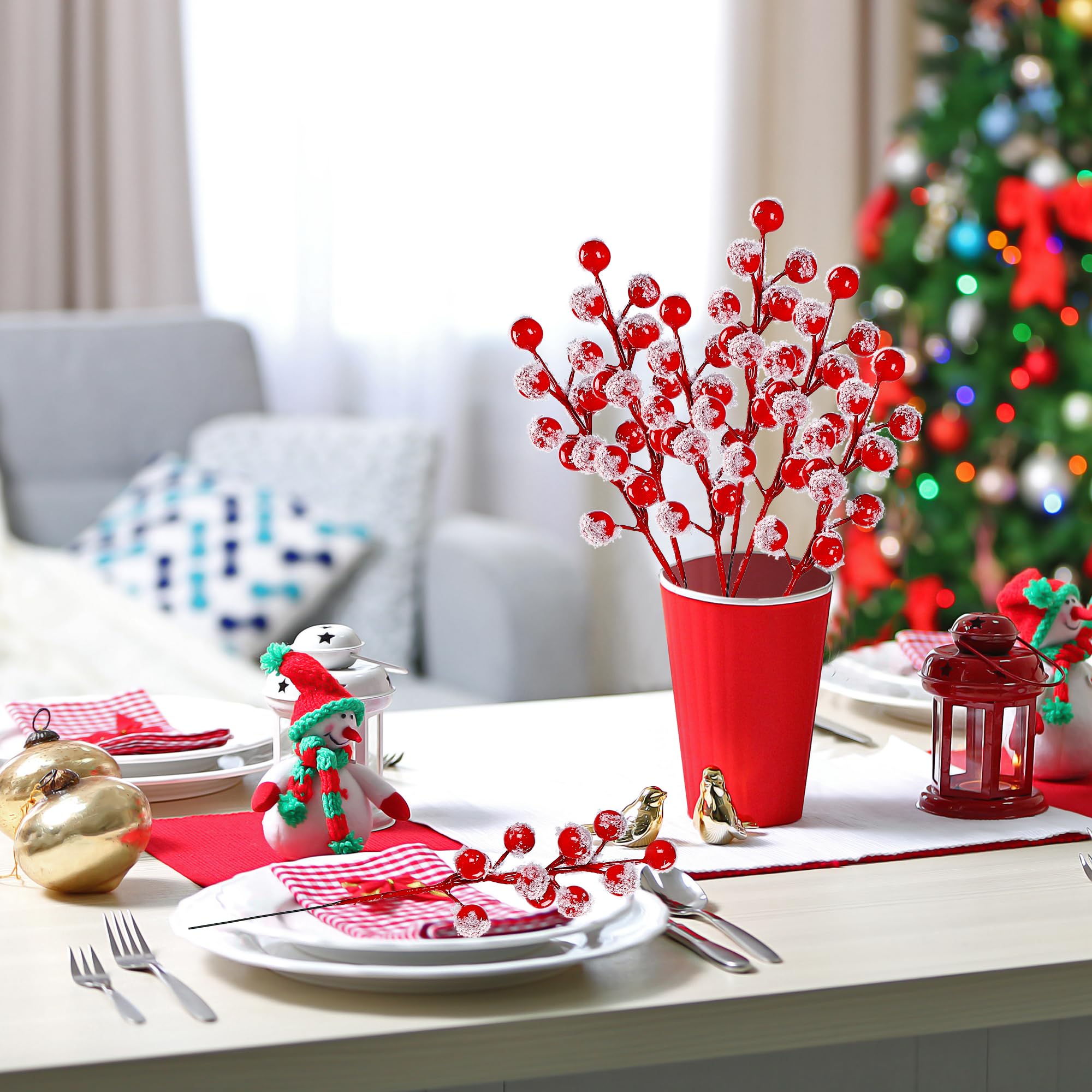 クリスマスの赤いベリーの松の針の枝、偽の植物の木の装飾、DI - Christmas Wreath Fake のレビューと価格
