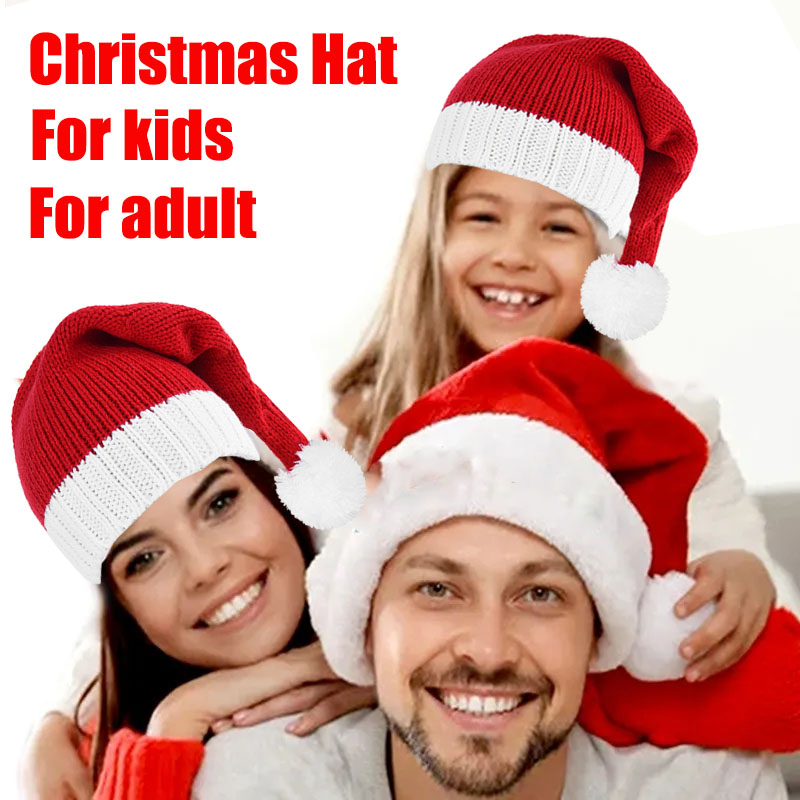 子供と大人のための柔らかいニットのビーニー,赤いサルタの帽子 - Santa Hat Plush のレビューと価格