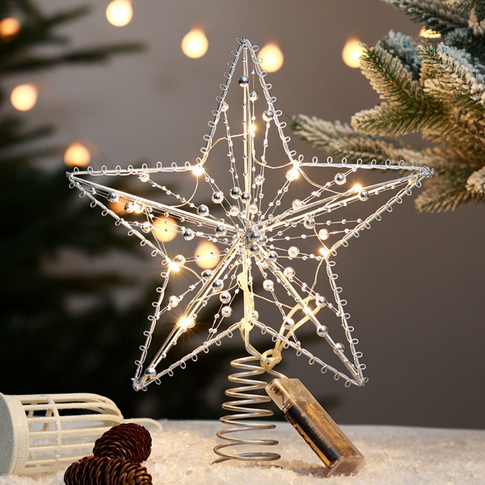 ゴールド/シルバー LED クリスマスツリートッパースターグ - Star Tree Topper のレビューと価格
