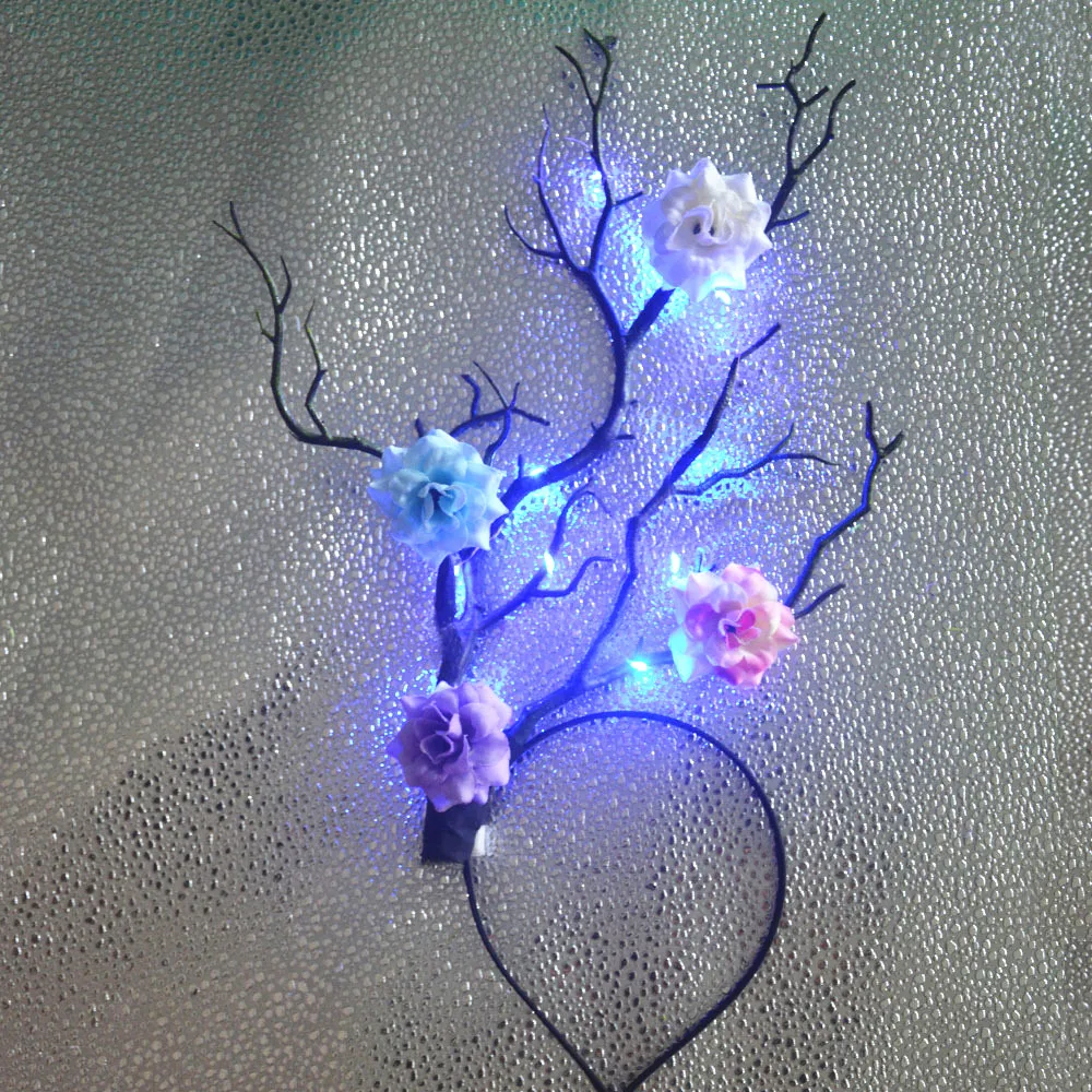 花柄のトナカイの角ヘッドバンド、光るアニマルヘアバンド、コス - Reindeer Antlers Headband のレビューと価格