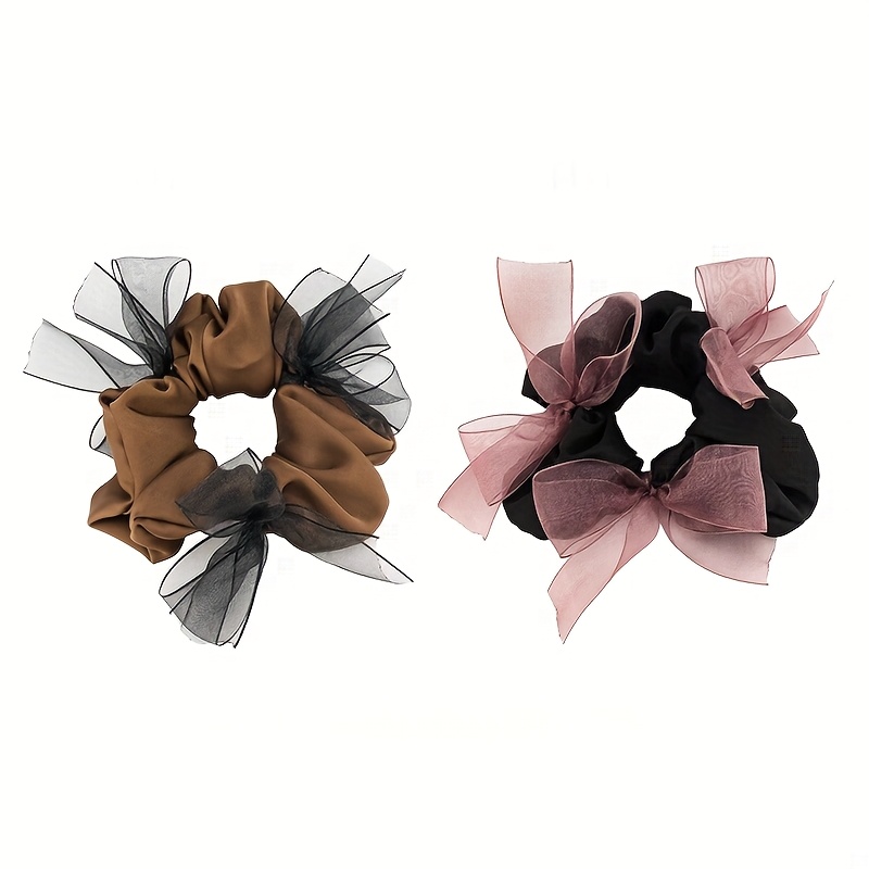 オーガンザ織りリボンサテンシュシュ、秋冬新作のヘアゴム、ボリ - Ribbon Bow Gift のレビューと価格