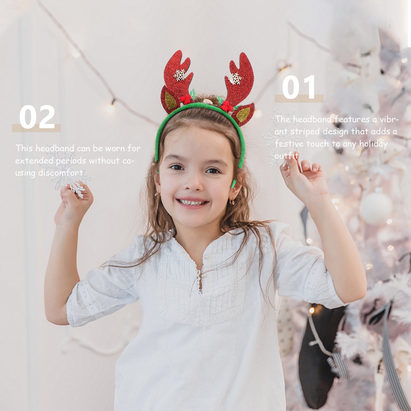 クリスマス鹿の角ヘッドバンド赤緑ホリデーヘアバンドトナカイの - Reindeer Antlers Headband のレビューと価格
