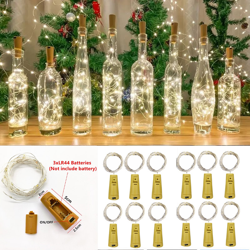 6個 20LED ワインボトル コルク付きボトル LEDスト - Led Fairy String Lights のレビューと価格