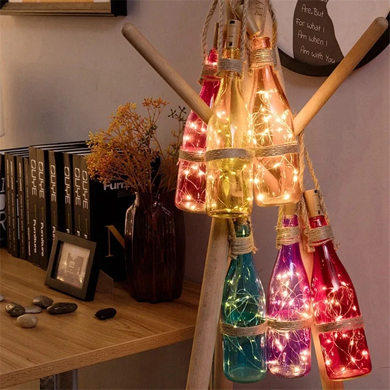 6個 20LED ワインボトル コルク付きボトル LEDスト - Led Fairy String Lights のレビューと価格