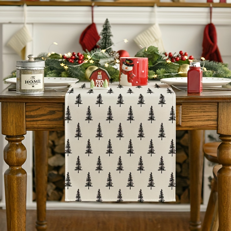 シンプルなクリスマスツリーテーブルランナー、流行のホットアイ - Christmas Table Runner のレビューと価格