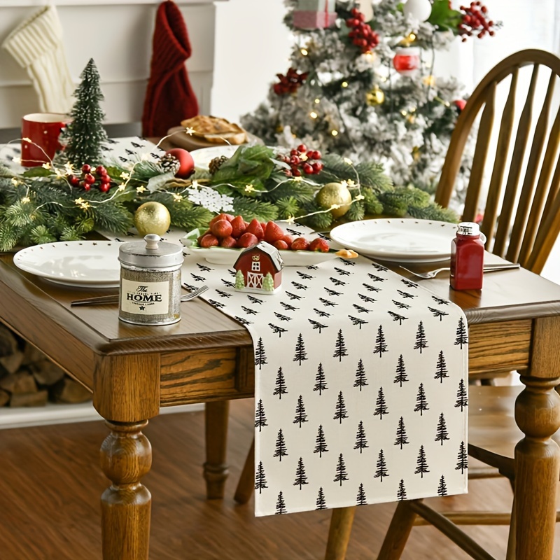 シンプルなクリスマスツリーテーブルランナー、流行のホットアイ - Christmas Table Runner のレビューと価格