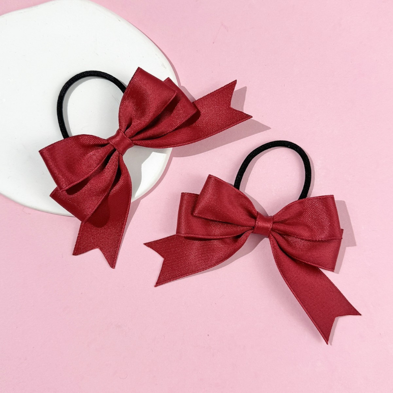 2個入りのリボンヘアゴム、甘くてシンプル、ダブルポニーテール - Ribbon Bow Gift のレビューと価格