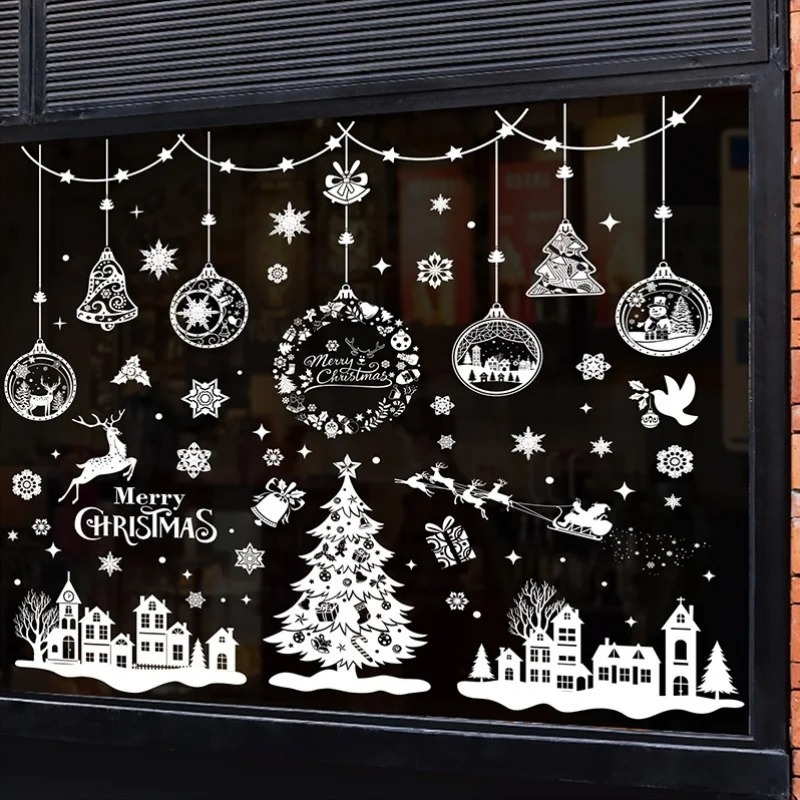 9枚243枚入り 再利用可能な静電気吸着式クリスマスベル＆ス - Snowflake Window Decal のレビューと価格
