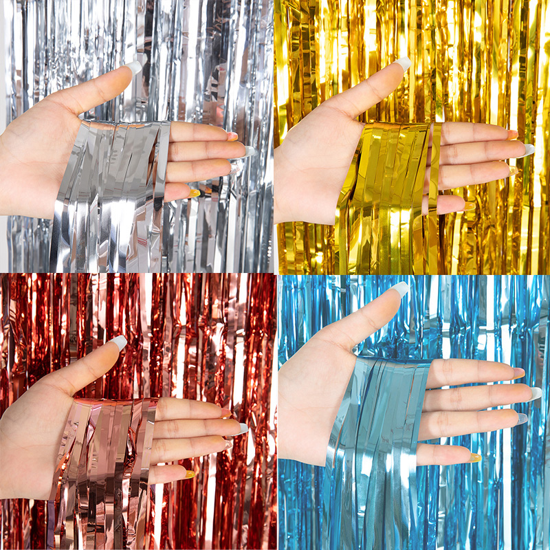 パーティー用メタリックティンセルフォイルフリンジカーテン背景 - Tinsel Garland Decoration のレビューと価格