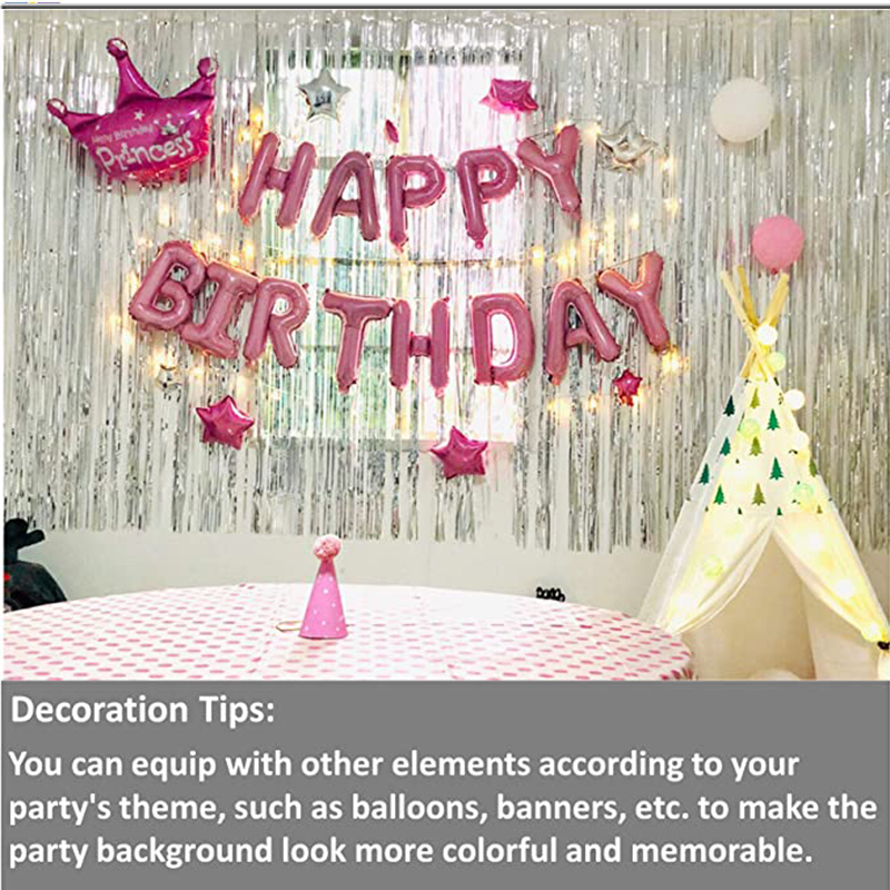 パーティー用メタリックティンセルフォイルフリンジカーテン背景 - Tinsel Garland Decoration のレビューと価格