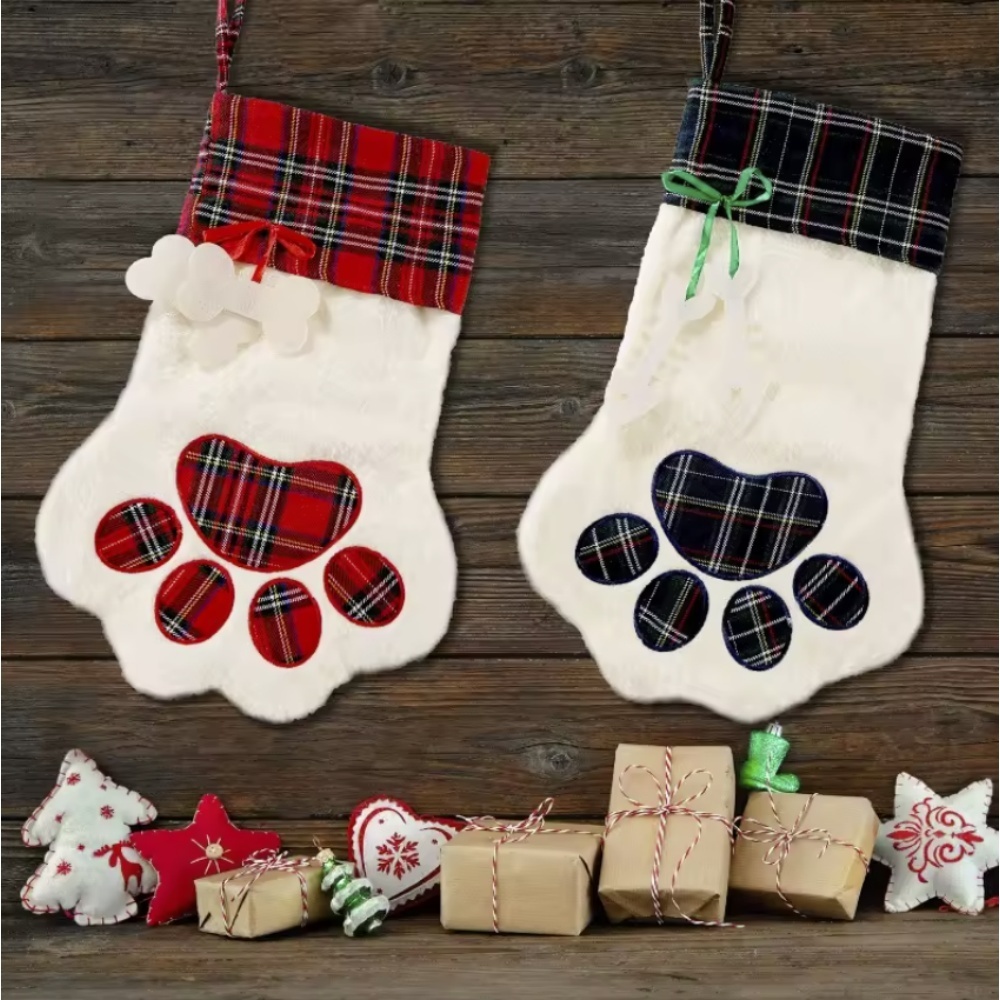 クリスマスソックス 新年飾り バッファローチェック柄 ペット - Christmas Stocking Hanging のレビューと価格