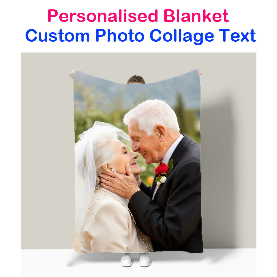 カスタマイズ可能なフランネルソファスローブランケット、結婚写 - Christmas Throw Blanket のレビューと価格