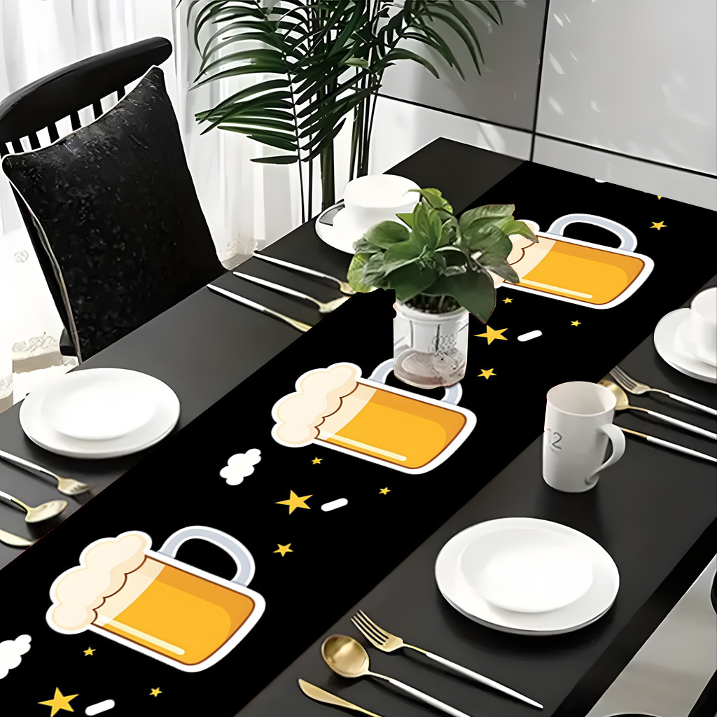 1pc 2D フラットプリントテーブルランナービールマグパタ - Christmas Table Runner のレビューと価格