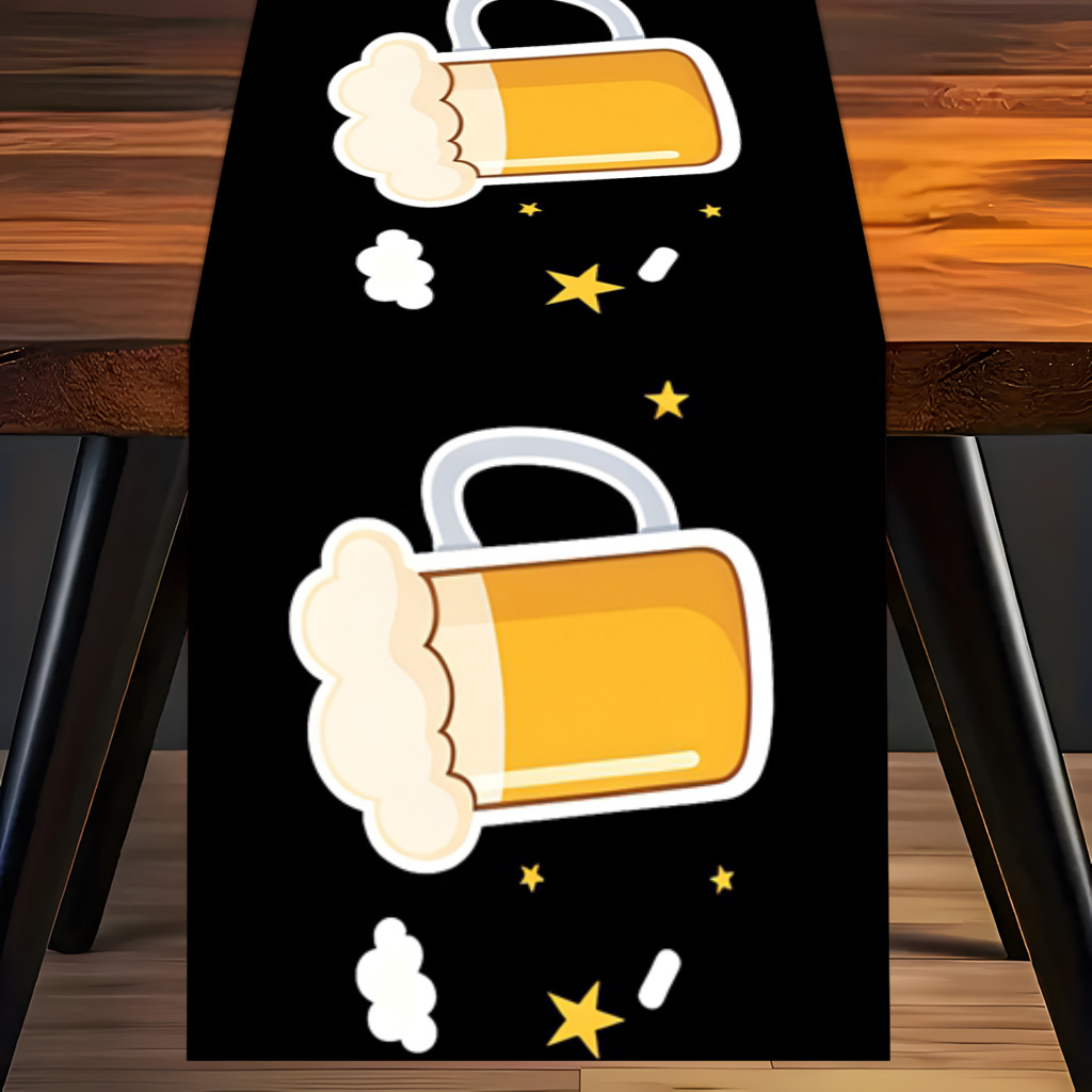 1pc 2D フラットプリントテーブルランナービールマグパタ - Christmas Table Runner のレビューと価格