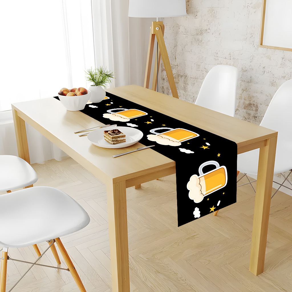 1pc 2D フラットプリントテーブルランナービールマグパタ - Christmas Table Runner のレビューと価格