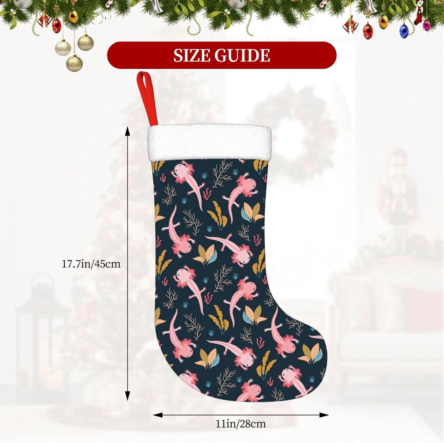 かわいいアホロートルクリスマスストッキング吊り下げ装飾ストッ - Christmas Stocking Hanging のレビューと価格