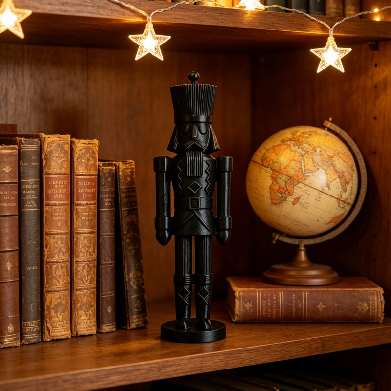 ミニマリストブラックナッツクラッカー兵士像、3Dプリント彫刻 - Nutcracker Figurine のレビューと価格
