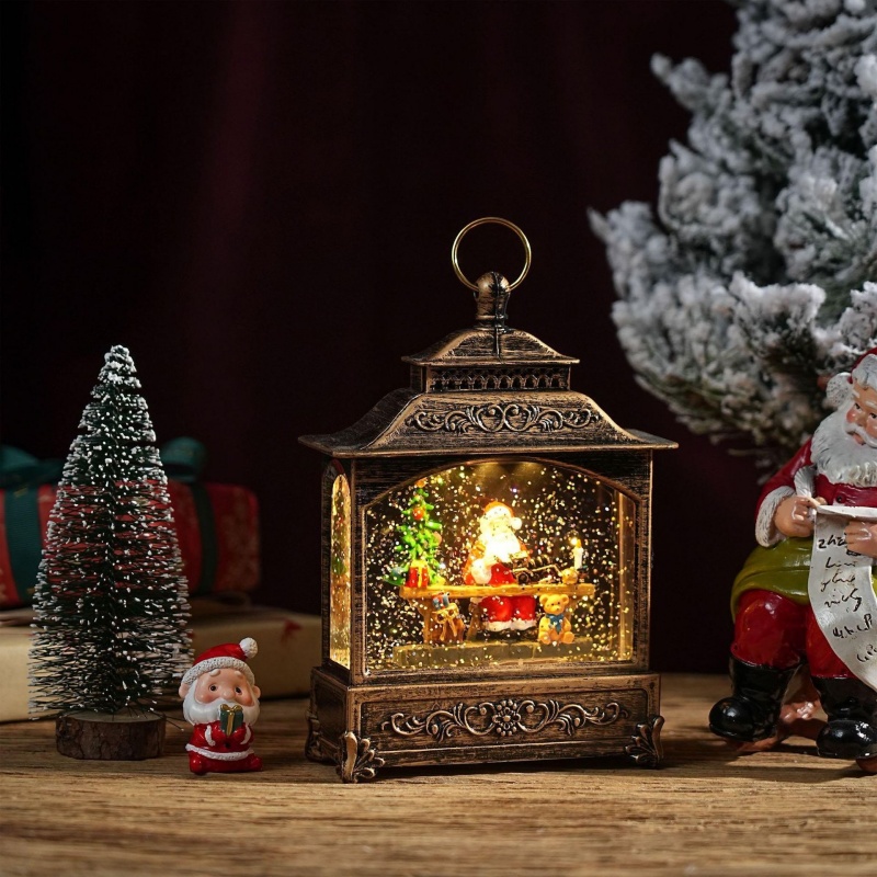 スノーグローブオルゴール クリスマスサンタツリー飾り ライト - Snow Globe Musical のレビューと価格