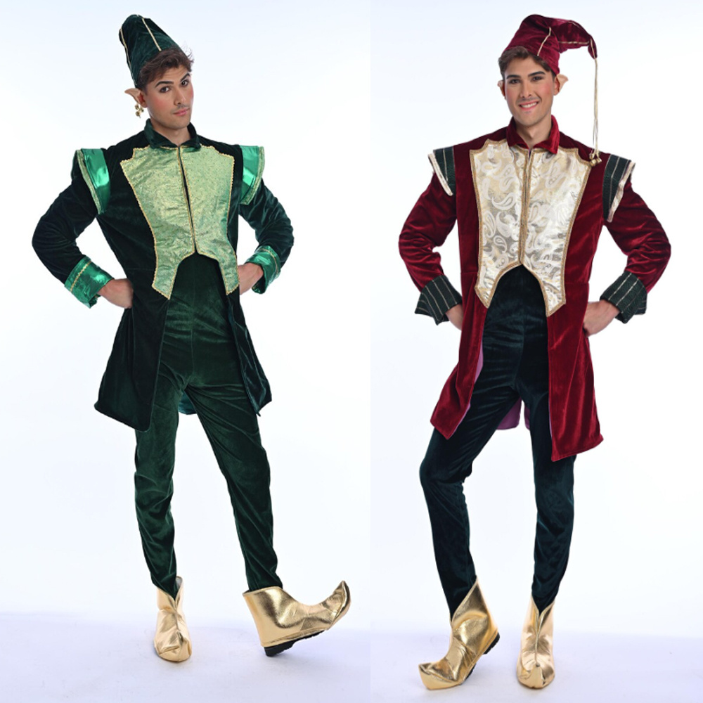 豪華ベルベットサンタクロースクリスマスエルフコスチュームスー - Elf Costume Christmas のレビューと価格