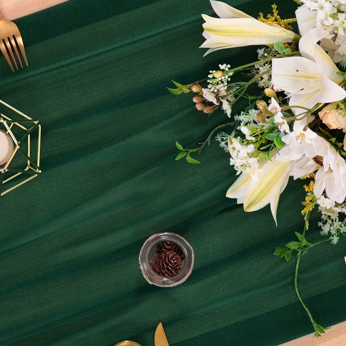 シフォンテーブルランナーヌード薄手の生地シルクウェディングア - Christmas Table Runner のレビューと価格