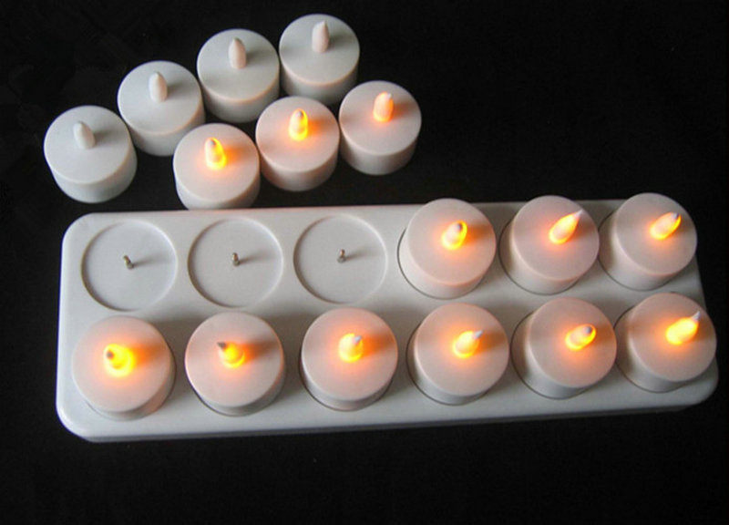 充電式LEDキャンドル12個セット、フレームレス静電ティーラ - Holiday Candle Set のレビューと価格